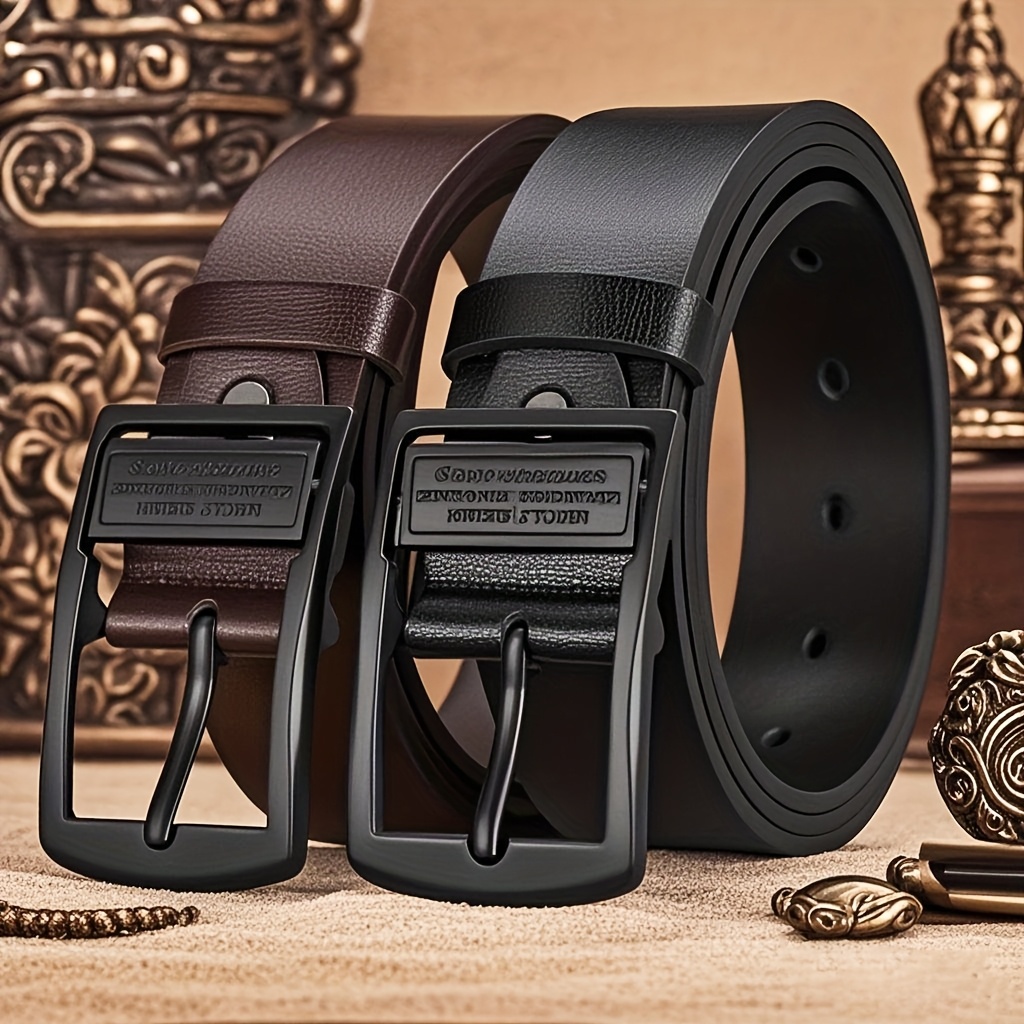 FLAGIA Men's Faux Leather Belt, Alloy Buckle, Adjustable, Casual & Formal